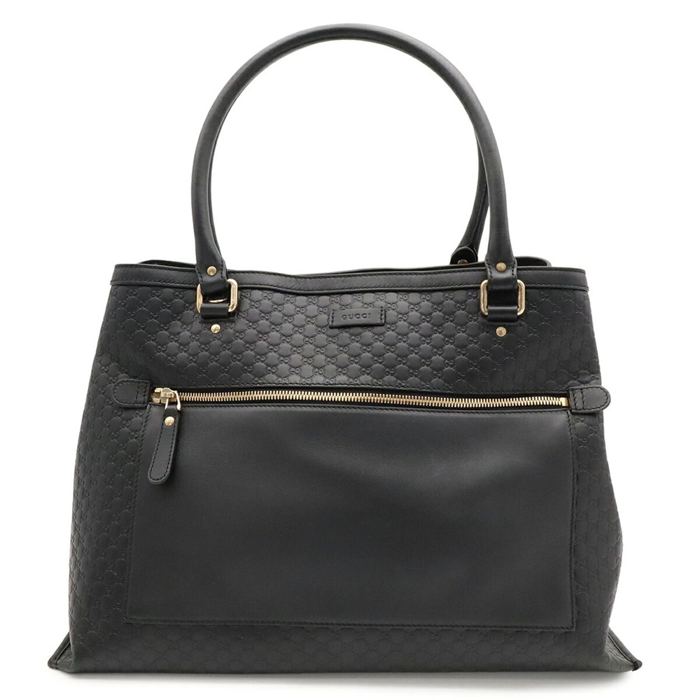GUCCI Microguccissima Tote Bag Shoulder Leather Black 510290